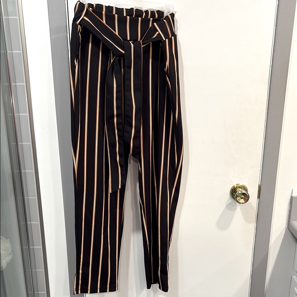 Ardene Black and Tan Striped Pants
